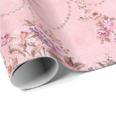 ピンクフランスののスタイルビクトリアンフローラの分離 ラッピングペーパー (ロールコーナー)