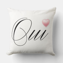 ピンクフランスののハートとYesのためのOui クッション