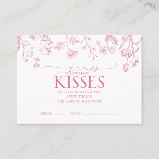 ピンクフランスののフローラビクトリアンブライダルシャワーゲーム エンクロージャーカード (正面)