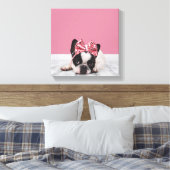 ピンクフランスののブルドッグ キャンバスプリント (インサイチュ (寝室))