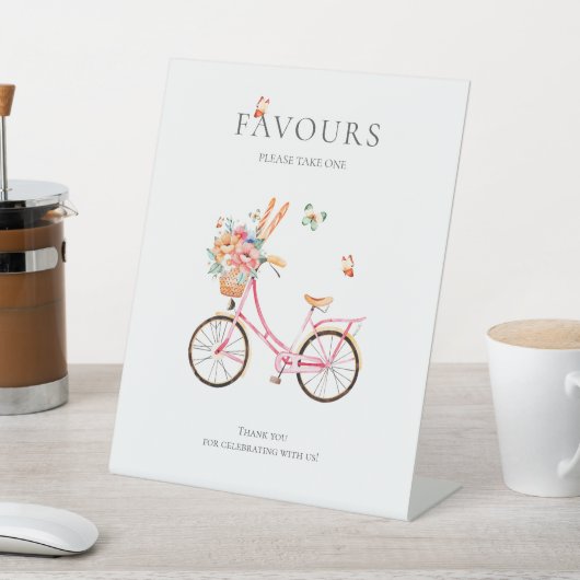 ピンクフランスののヴィンテージ自転車 台座サイン (インサイチュ)