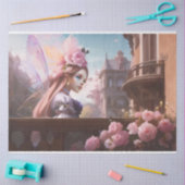 ピンクフランスのの水色の花妖精 薄葉紙 (クラフト)