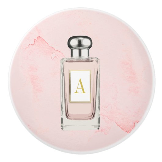 ピンクフランスのの香水ボトルシックモノグラムパーソナル セラミックノブ (正面)