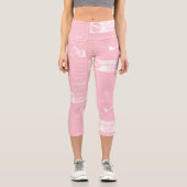 ピンクフランスのアンティークビクトリアン新聞 カプリレギンス (正面)