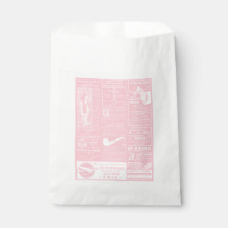 ピンクフランスのアンティークビクトリアン新聞 フェイバーバッグ