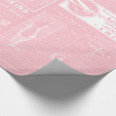 ピンクフランスのアンティークビクトリアン新聞 ラッピングペーパー (角)