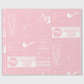 ピンクフランスのアンティークビクトリアン新聞 ラッピングペーパー (フラット)