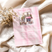 ピンクフランスのカフェブライダルシャワー 招待状