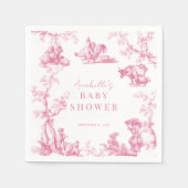 ピンクフランスのカントリーファーム動物ガールベビーシャワー スタンダードカクテルナプキン (正面)