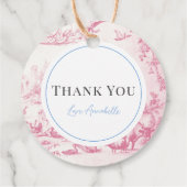 ピンクフランスのカントリーファーム動物ガールベビーシャワー フェイバータグ (裏面)