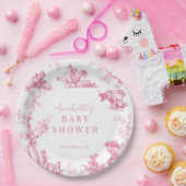 ピンクフランスのカントリーファーム動物ガールベビーシャワー ペーパープレート (パーティー)