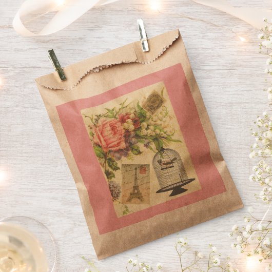 ピンクフランスのテーマヴィンテージパリスフェイヴバッグ フェイバーバッグ (クリップ留めされた状態)