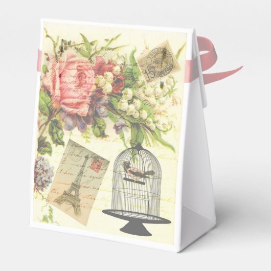 ピンクフランスのテーマヴィンテージパリパーティーの好意ボックス フェイバーボックス (裏面サイド)