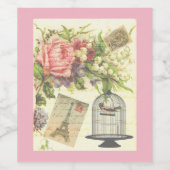 ピンクフランスのテーマヴィンテージパリ ワインラベル (シングルラベル)