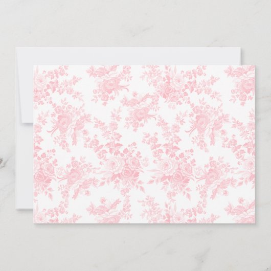 ピンクフランスのトイルバウ赤ちゃん女の子シャワー写真 招待状 (裏面)