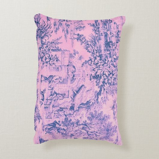 ピンクフランスのトワールチノイスリー素朴ロココスタイル アクセントクッション (裏面(縦))