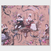 ピンクフランスのトワールビクトリアンスタイルフローラ分離 ラッピングペーパー (フラット)