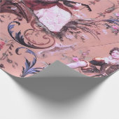 ピンクフランスのトワールビクトリアンスタイルフローラ分離 ラッピングペーパー (角)