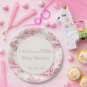 ピンクフランスのトワールフローラボウベビーガールシャワー ペーパープレート (パーティー)