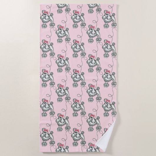 ピンクフランスのプードルビーチプールタオルバケーションギフト ビーチタオル (正面)