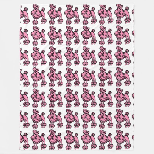 ピンクフランスのプードルレトロ毛布ギフト フリースブランケット (正面)