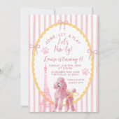 ピンクフランスのプー来ルシ遊ト誕生日 招待状 (正面)