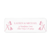 ピンクフランスのホワイトシャワービクトリアン差出人住所 ラベル (正面)