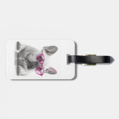 ピンクフランスのメガネの荷物タグ付きブルドッグ ラゲッジタグ (裏面横)