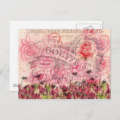 ピンクフランスのローズフラワーウォーター色コラージュ ポストカード (正面/裏面)