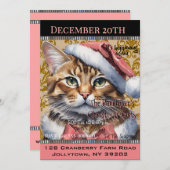 ピンクフランスの子猫ホリデーキュート年間クリスマス 招待状 (正面/裏面)
