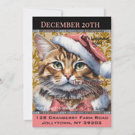 ピンクフランスの子猫ホリデーキュート年間クリスマス 招待状