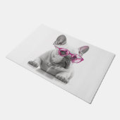 ピンクフランスの眼鏡ドアマット付きブルドッグ ドアマット (アングル)