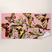 ピンクフランスの蝶 ビーチタオル (正面)