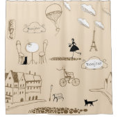 ピンクフランスの:シックなパターンデザイン。 シャワーカーテン (正面)