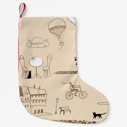 ピンクフランスの：シックなパターンデザイン。 スモールクリスマスストッキング (正面)