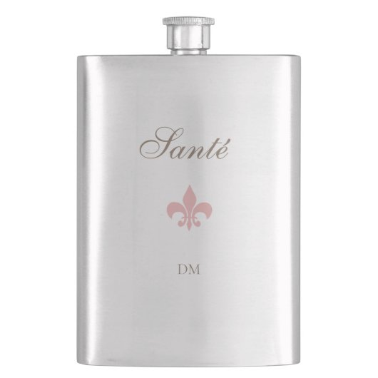 ピンクフランスの(紋章の)フラ・ダ・リサンテ結婚式の引き出物 フラスク (正面)