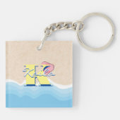 ピンクフリップフロップスビーチ キーホルダー (裏面)