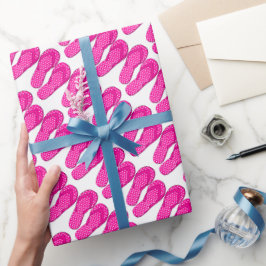 ピンクフリップフロップビーチをテーマにした包装紙 ラッピングペーパー