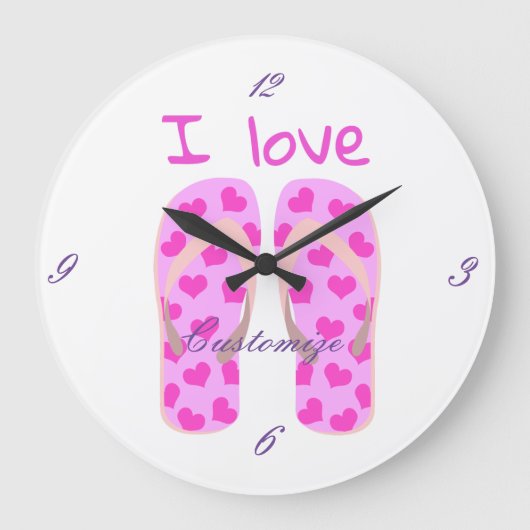 ピンクフリップ-フロップスサンダー_コーブ ラージ壁時計 (正面)