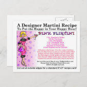 ピンクフリルティーニマルティーニレシピカードポストカード ポストカード (正面/裏面)