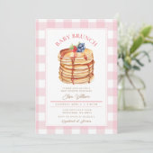 ピンクフルーツパンケーキ赤ちゃんシャワーブランチ 招待状 (スタンド正面)