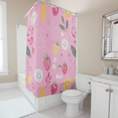 ピンクフルーツ&フローラシャワーカーテン – かわいいイチゴ シャワーカーテン (インサイチュ)