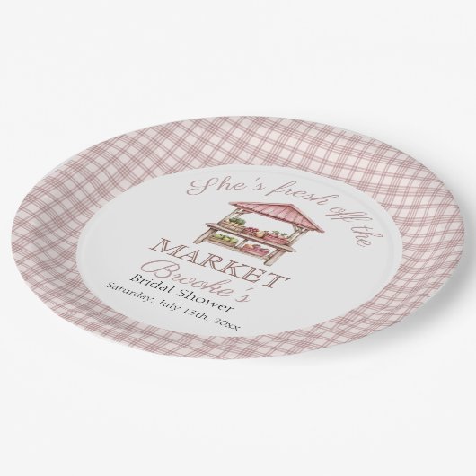 ピンクフレッシュオフザマーケットブライダルシャワー ペーパープレート (アングル)