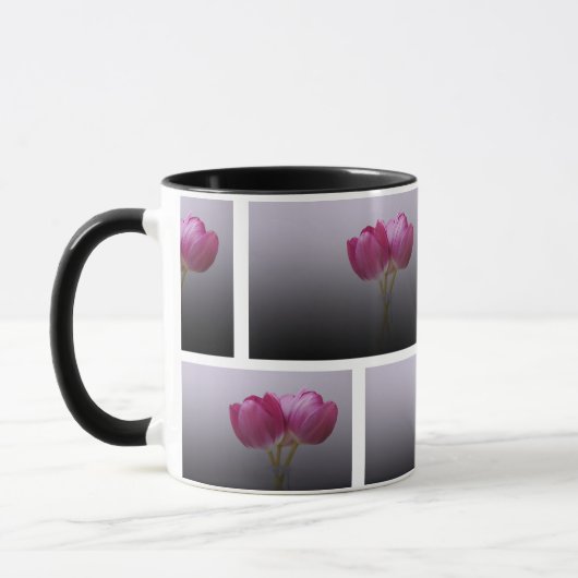 ピンクフレッシュチューリップエレガント – スプリングタイムフローラアート マグカップ (左)