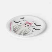 ピンクフレンドリーガール幽霊とこうもり飛んでいる ペーパープレート (アングル)