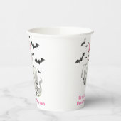 ピンクフレンドリーガール幽霊とこうもり飛んでいる 紙コップ (左)