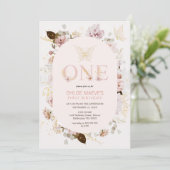 ピンクフレームガールズピンクボホフローラ1st Birthday 招待状 (スタンド正面)