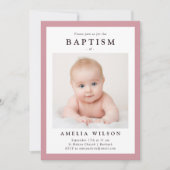 ピンクフレームシンプルバプテスマ 招待状 (正面)