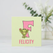 ピンクフロエルレターF子供の誕生日パーティー 招待状 (スタンド正面)