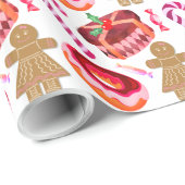 ピンクフロステッドドナッツジンジャーブレッド女の子キャンディカン ラッピングペーパー (ロールコーナー)